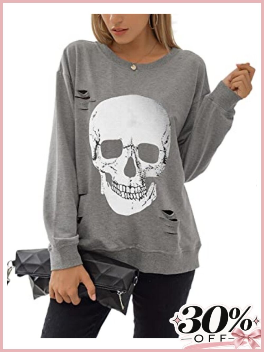 Halloween Skull Graphic Sweatshirt Long Sleeve Crewneck Pullover